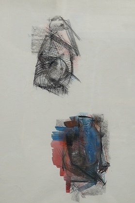 Peter Thursby (1930-2011), two pencils and mixed medias, abstracts, one signed and dated 23/8/70, largest 57 x 74cm. Condition - fair